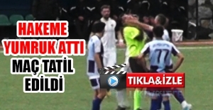 Kırmızı kart görünce Hakeme yumruk attı